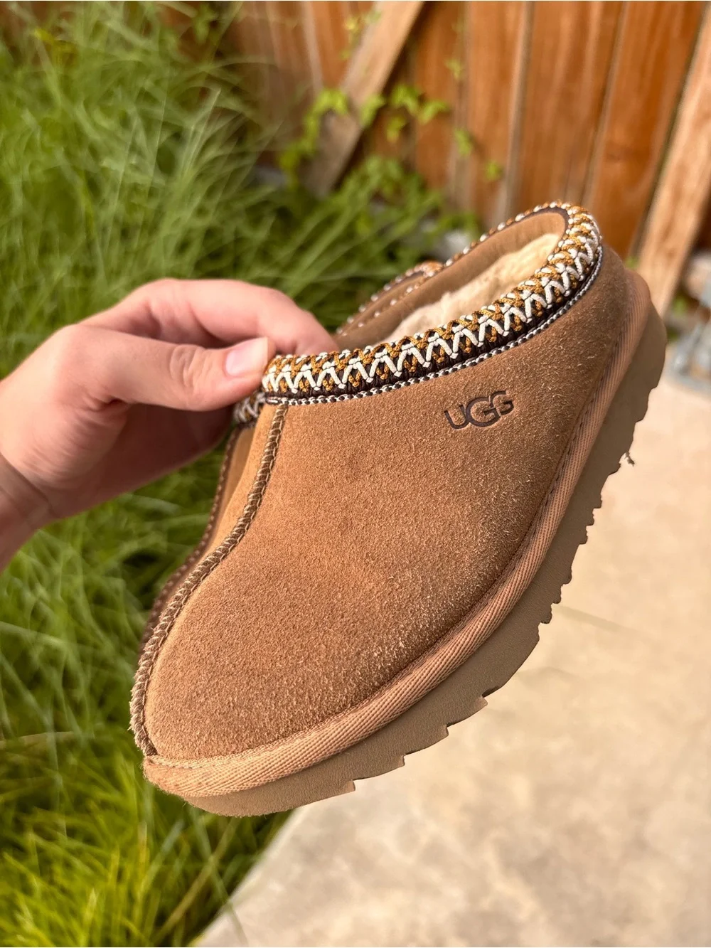 UGG Chestnut Suede Shearling Mule Slippers